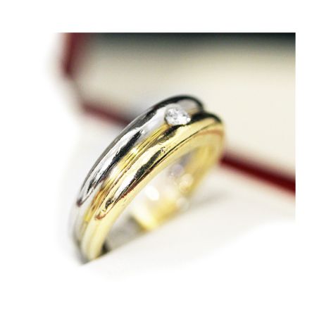 Estate age 14ct gold and single stone diamond wedding band, engagement ring.
