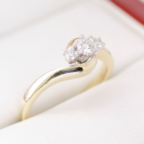 Past Present Future 3 Stone Diamond Engagement Ring