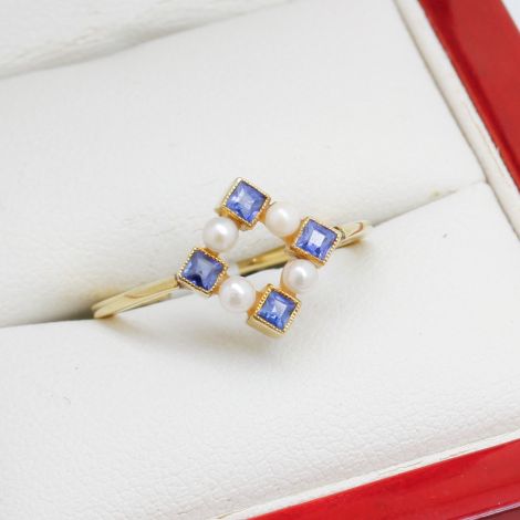 Art Deco Sapphire & Pearl Ring