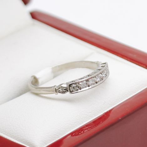 antique white gold band, art deco diamond jewellery, Vintage sparkling diamonds, classic engraved wedding bands
