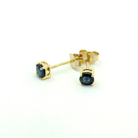 Vintage Times Yellow Gold Sapphire Stud Earrings