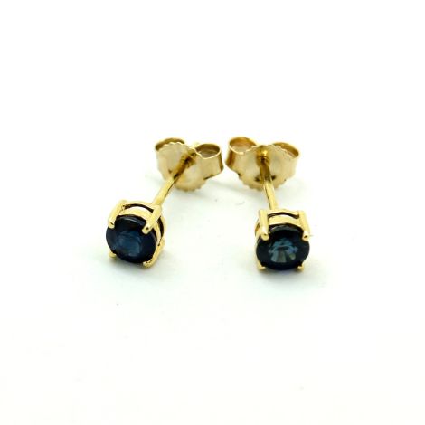 Vintage Times Yellow Gold Sapphire Stud Earrings