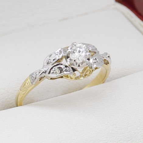 Diamond Two Tone Engagement Ring, Coinage Engagement Ring, Same Sex Engagement Ring, 6 Claw Solitaire Diamond Ring, Hand Made Two Tone Diamond Ring, Solitaire Engagement Ring,  
