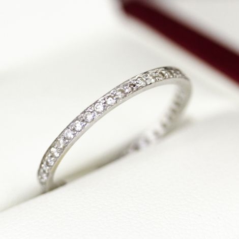 Vintage Platinum Diamond Full circle Eternity ring, wedding band