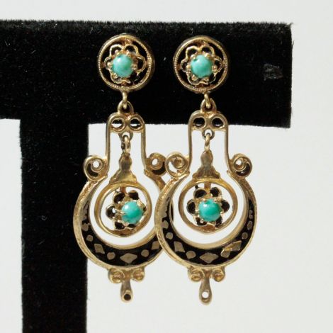 Sydney Antique Jewellery, Antique Gold Earrings, Art Deco Earrings, Sydney Vintage Jewellery, Balmain Vintage Jewellery, Antique Earrings, Rozelle Antique Jewellery, Sydney Antique Jewellery, Vintage Turquoise Earrings, Vintage Earrings, Turquoise Jewelle