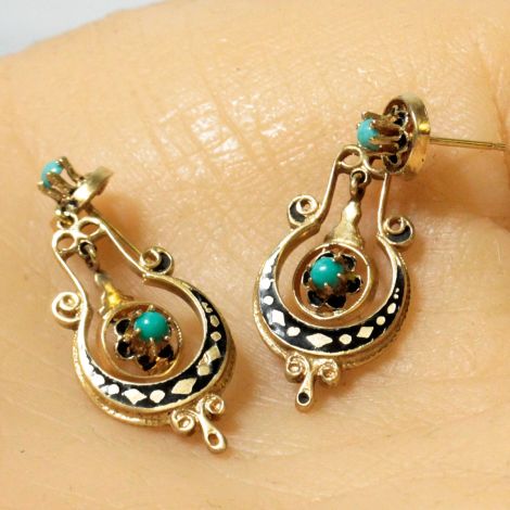 Sydney Antique Jewellery, Antique Gold Earrings, Art Deco Earrings, Sydney Vintage Jewellery, Balmain Vintage Jewellery, Antique Earrings, Rozelle Antique Jewellery, Sydney Antique Jewellery, Vintage Turquoise Earrings, Vintage Earrings, Turquoise Jewelle