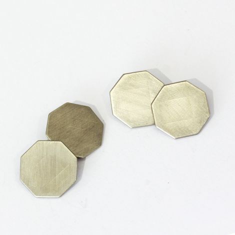 Vintage 14ct white gold front octagonal cufflinks, Art Deco 
