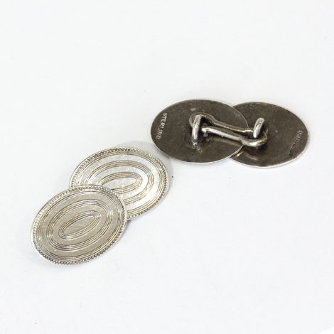 Vintage engraved Oval sterling silver double sided cufflinks