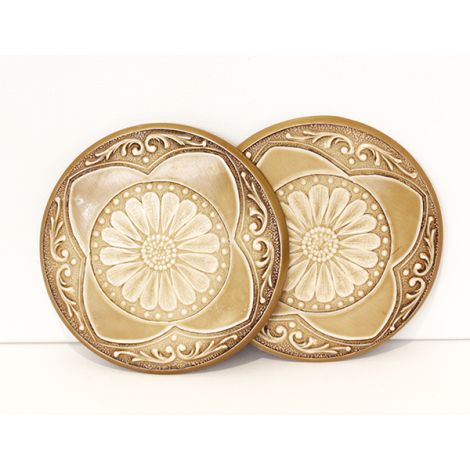 Art Deco Vintage large round double disk buckle with floral detail