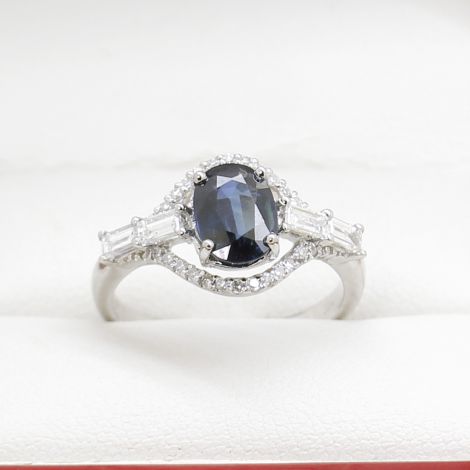 Blue Australian Sapphire Diamond Ring, Estate Jewellery Sydney, Estate Sapphire Rings, Estate Diamond Rings, Sydney Estate Jewellery, 