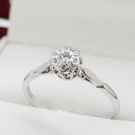 Diamond Cluster Engagement Ring, White Gold Cluster Diamond Ring, Art Deco Vintage Engagement Ring,  Illusion Set Diamond Ring, Same Sex Engagement Ring, Lesbian Wedding Ring, Lesbian Engagement Ring, Vintage Daisy Engagement Ring, 