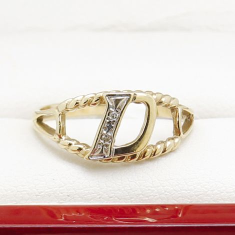 Handmade Gold Initial Ring, Initial D Ring, Vintage Jewellery, Vintage Ring, Handmade Jewellery, 
