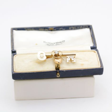 Vintage Jewellery Sydney, Australia Vintage Jewellery, Vintage Gold Brooch, Antique Diamond Brooch, Australian Vintage Jewellery, Vintage Gold Diamond Brooch, 