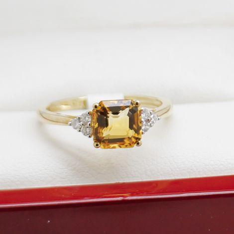 Citrine and Diamond Ring