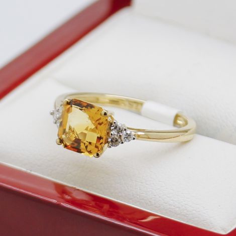 Citrine and Diamond Ring