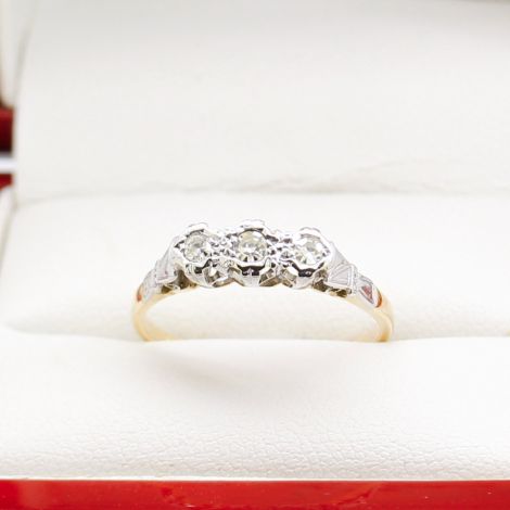 Vintage Three Stone Engagement Ring, Art Deco Two Tone Engagement Ring, Sydney Vintage Jewellery, Sydney Vintage Engagement Rings, Australia Vintage Engagement Rings, Sydney Antique Engagement Rings, Vintage Restored Rings, 
