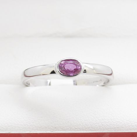 Pink Sapphire Solitaire Dress Ring, Pink Sapphire Solitaire Engagement Ring, Rub-Over Sapphire Ring, Pink Sapphire Ring, Sydney Jewellery, Sydney Estate Jewellery, 