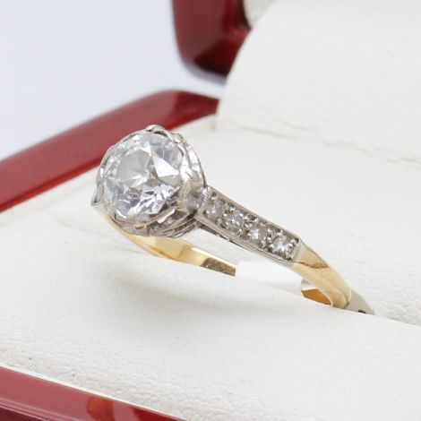 Antique gold engagement ring, Vintage Old European cut diamond ring, Antique two-tone gold ring, Vintage-inspired engagement rings, Antique jewellery online, Classic vintage engagement rings, Retro diamond rings, Vintage gold jewellery, Heirloom engagemen