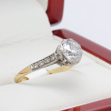 Antique gold engagement ring, Vintage Old European cut diamond ring, Antique two-tone gold ring, Vintage-inspired engagement rings, Antique jewellery online, Classic vintage engagement rings, Retro diamond rings, Vintage gold jewellery, Heirloom engagemen