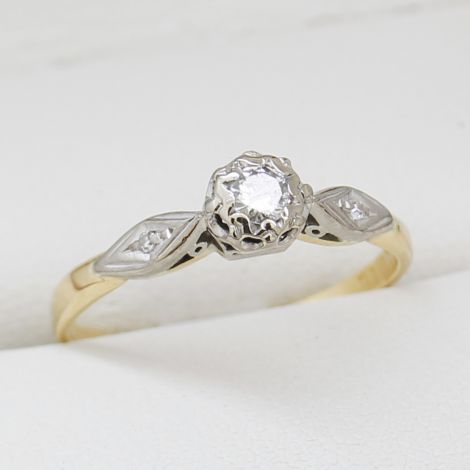 Vintage Jewellery, Antique Jewellery, Art Deco Engagement Ring, Vintage Two Tone Engagement Ring, Art Deco Two Tone Diamond Engagement Ring, Illusion Set Diamond, With Marquise Style Shoulders, Vintage Engagement Ring, Vintage Diamond Ring, Vintage Engage