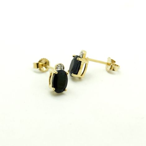 Vintage Times Pretty Dual Stone 9ct Yellow Gold Sapphire Earrings with Diamond Accents