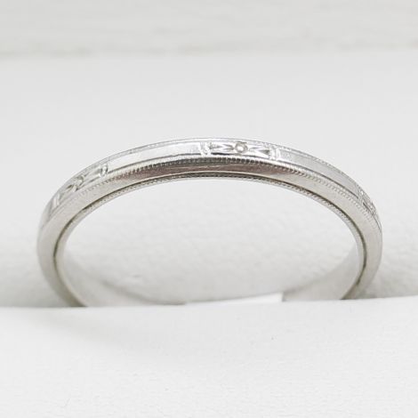 Handmade Platinum Band, Art Deco Platinum Wedding Band, Vintage Wedding Band, Engraved Hand Made Wedding Band, Coin Edge Band, Antique Wedding Band, 