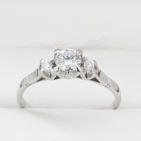 Vintage White Gold Three Stone Diamond Engagement Ring, Past, Present, Future, Sydney Vintage Jewellery, Sydney Vintage Engagement Rings, Australia Vintage Jewellery, Antique Engagement Ring, Vintage Three Stone Diamond Engagement Ring, 